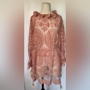 Dreamy Boho Lace Mini Dress by Jen's Pirate Booty - Pink Clay in Sz Medium